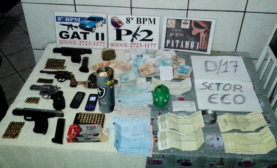Três detidos com quatro armas, munições, drogas e R$ 30 mil, em Barcelos