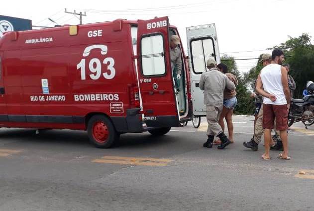 Mulher ferida em acidente no Centro de SJB