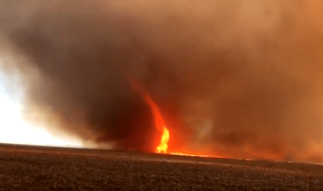 Redemoinho de fogo é registrado no Pantanal