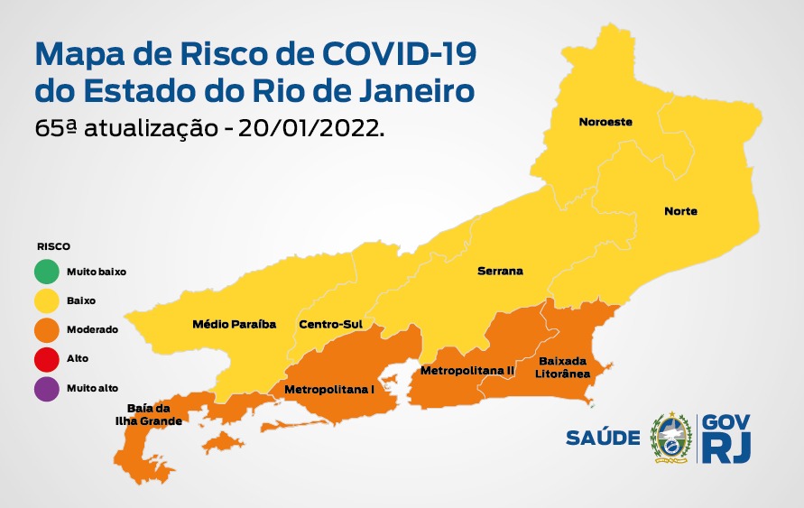 Mapa de Risco da Covid-19: estado do Rio encontra-se em bandeira laranja