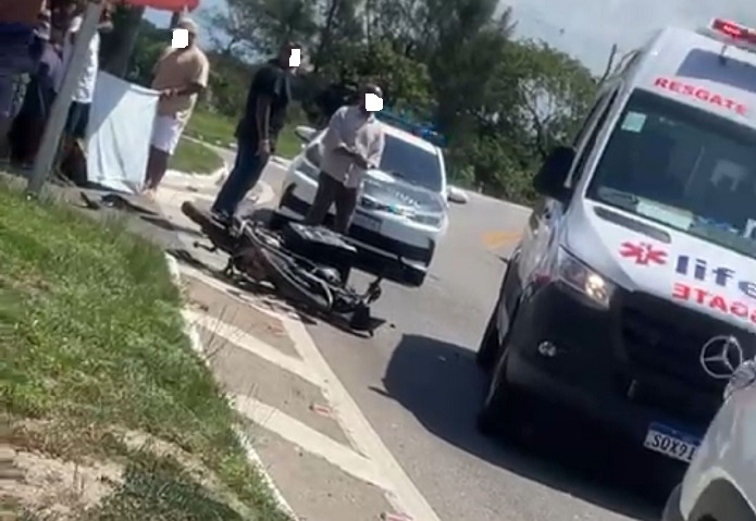 Vídeo – Acidente deixa motociclista ferido em São João da Barra