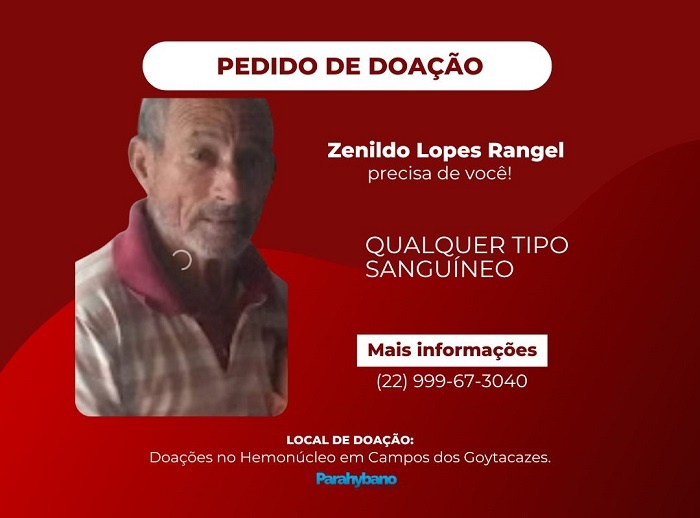 Família faz apelo por doação de sangue para morador de São João da Barra