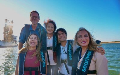 Eduardo Paes visita o Porto do Açu ao lado de Carla Machado e Carla Caputi