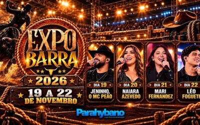 Jeninho, o MC Peão, Naiara Azevedo, Mari Fernandez e Léo Foguete na EXPOBARRA em SJB
